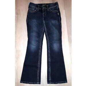 Silver Jeans Suki Surplus Boot Cut Jeans W26 L30 Flared Distressed Denim Flares